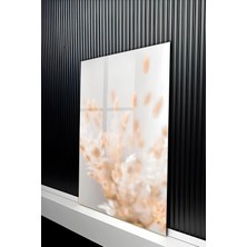 KutuTR Bej Tonlarda Pampas Otu ve Kurutulmuş Çiçek Temperli Cam Tablo 50X70 cm 2d Uv Baskı - YCT526