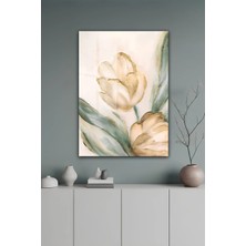 KutuTR Modern Yağlı Boya Görünümlü Altın Varak Detaylı Temperli Cam Tablo 50X70 cm 2d Uv Baskı - YCT510