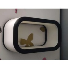 Modern Oval Duvar Rafı – Minimal Dekoratif 3D Baskı Duvar Rafı Siyah Beyaz