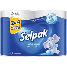 Selpak 2'li Paket Dev Rulo Kağıt Havlu Yüksek Emicilik ve Mutfak Kullanımına Uygun