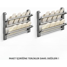 Microcase 2 Bölmeli Metal Duvara Monte Katlanabilir Terlik Ayakkabı Standı 30 cm 2 Adet AL5464