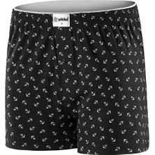 Yıldız Çamaşır 43 Erkek Premium Seri Çapa Desenli Pamuklu Penye Havlu Bel Rahat Düğmeli Boxer