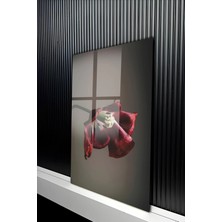 KutuTR Minimalist Tek Dal Lale Temalı Temperli Cam Tablo 50X70 cm 2d Uv Baskı - YCT409