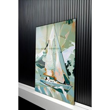 KutuTR Yüksek Çözünürlüklü Marine Tarzı Yelkenli Temperli Cam Tablo 50X70 cm 2d Uv Baskı - YCT378