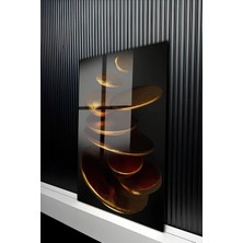 KutuTR Modern Gold Soyut Geometrik Döngü Tasarımlı Temperli Cam Tablo 50X70 cm 2d Uv Baskı - YCT312