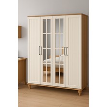 Arion Kids Nefes 4 Kapaklı Çekmeceli Dolap | 1. Sınıf MDF Gövde | Ağaç Ayaklar