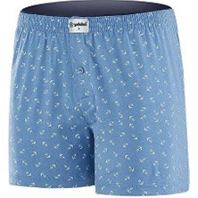 Yıldız Çamaşır 43 Erkek Premium Seri Çapa Desenli Pamuklu Penye Havlu Bel Rahat Düğmeli Boxer