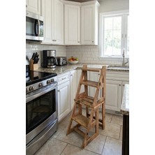 Mutfy Ahşap 4 Basamak Merdiven - Portatif Demonte ve Ergonomik Ev Tipi Sandalye Merdiven 110 Kg Kapasiteli