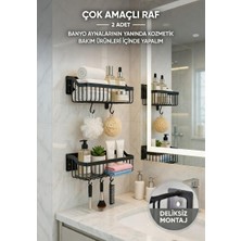 Yapışkanlı Banyo Şampuanlık Mutfak Düzenleyici Raf Organizer 2li Delmeden Montaj