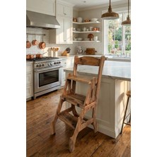 Mutfy Ahşap 3 Basamak Merdiven - Portatif Demonte ve Ergonomik Ev Tipi Sandalye Merdiven 110 Kg Kapasiteli