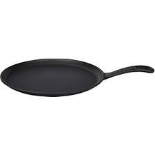 Starseven Lava Döküm Krep / Pizza / Pancake Tavası, Yuvarlak Metal Saplı 26CM Siyah