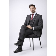 Fabio Cassel Slim Fit  Mono Yaka Çift Yırtmaçlı Astarlı Takım Elbise Yelekli