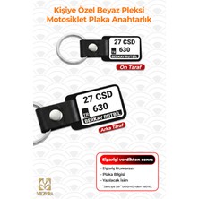 Kişiye Özel Beyaz Pleksi Motosiklet Plaka Anahtarlık - Çift Taraflı Beyaz