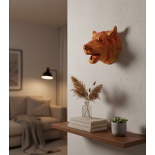 İntora Gold Renk 3D Kurt Başı Duvar Dekoru