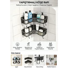 Banyo Mutfak Köşe Rafı Kendinden Yapışkanlı Organizer Duş Köşe Rafı