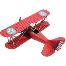 İntora Dekoratif Metal Uçak Çift Kanatlı Biblo Dekoratif Hediyelik