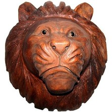 İntora Dekoratif 40CM Ahşap Aslan Kafası Hediyelik