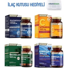 Nutraxin Takviye Seti Magnesium Complex + Vitamin C + Bromelain + Omega 3 Ilaç Kutusu Hediyeli