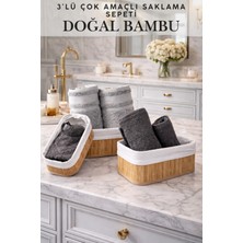 Penthouse Doğal Bambu 3’lü Sepet Seti – Dikdörtgen, Çok Amaçlı Saklama ve Düzenleyici