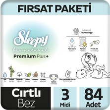 Sleepy Bio Natural Premium Plus Fırsat Paketi Bebek Bezi 3 Numara Midi 84 Adet