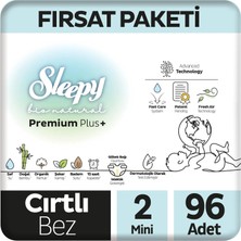 Sleepy Bio Natural Premium Plus Fırsat Paketi Bebek Bezi 2 Numara Mini 96 Adet