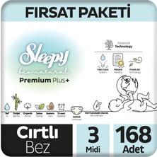 Sleepy Bio Natural Premium Plus Fırsat Paketi Bebek Bezi 3 Numara Midi 168 Adet