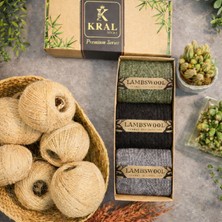 Kral Socks Erkek - Kadın Termal Etkili 3 Çift Kutulu Kışlık Yünlü Lambswool Çorap