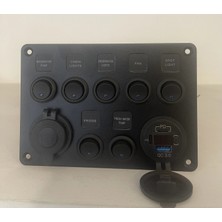 Revex 7 Tuşlu Kontrol Paneli 12/24V 2xpd+Qc Hızlı Şarj + 12/24V Voltaj GÖSTERGESI+120W Çakmaklık