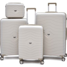 Ççs Polipropilen Kırılmaz 4’lü Valiz Seti – Körüklü Kabin Orta Büyük Boy & Makyaj Çantalı Seyahat Seti 5242