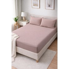 Clasy Ranforce Lastikli Çarşaf Seti Çift Kişilik Gül Kurusu ÇKLÇ-259 %100 Pamuk