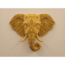 Dekoratif Fil Kafası Duvar Süsü – Gold 3D Baskı Duvar Dekoru – Bohem & Etnik Salon Duvar Aksesuarı