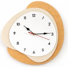 Lodos Modern Asimetrik Tasarım Ahşap Duvar Saati - 35 cm - Sessiz Akar Mekanizma