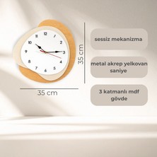 Lodos Modern Asimetrik Tasarım Ahşap Duvar Saati - 35 cm - Sessiz Akar Mekanizma