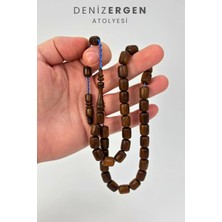 Deniz Ergen Tesbih Sertifikalı Orjinal Aslan Ağacı Sistem Püsküllü Kapsül 9 x 12 Koyu Kahverengi Tesbih