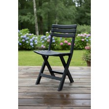 Saban Siyah - Bahçe Balkon Piknik Iç ve Dış Mekan Katlanır Plastik Sandalye
