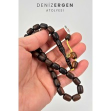 Deniz Ergen Tesbih Abanoz Ağacı Orjinal Sertifikalı Kapsül Kesim Sistem Püsküllü 8.5 x 12 Tesbih