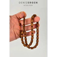 Deniz Ergen Tesbih Sertifikalı Kahverengi Şimşir Ağacı 8 x 11 Sistem Püsküllü Kapsül Tespih