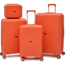 Ççs Polipropilen Kırılmaz 4’lü Valiz Seti – Körüklü Kabin Orta Büyük Boy & Makyaj Çantalı Seyahat Seti 5242