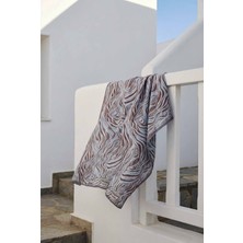 Pamuk Karışımlı Eşarp Buz Mavisi Zebra Desen Soft Dokulu Kaymaz 90X90