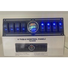Revex 12/24V Temiz Su+Gri Su+Voltaj Göstergeli 8 Tuşlu Kontrol Paneli Karavan ve Marin