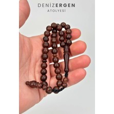 Deniz Ergen Tesbih Sertifikalı Demir Hindi Ağacı Sistem Püsküllü 8 x 9 Basık Küre Tesbih