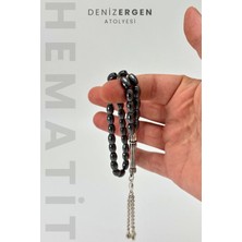 Deniz Ergen Tesbih Orjinal Sertifikalı Bilek Boy Hematit Taşı 6 x 9 Arpa Kesim Tesbih