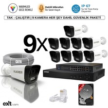 Karer 9'lu Ip-Poeli-5mp-Sesli -Gece Renkli- Su Geçirmez- Full HD-320GB-GÜVENLIK Kamera Seti
