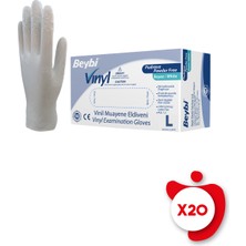 Beybi Pudrasız Vinil Eldiven L Beden Beyaz 100\'LÜ 20 Paket