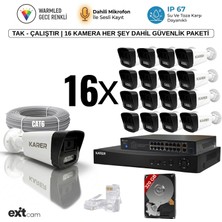 Karer 16'lı Ip-Poeli-5mp-Sesli -Gece Renkli- Su Geçirmez- Full HD-320GB-GÜVENLIK Kamera Seti