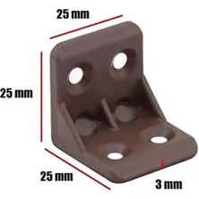 Tify Plastik L Köşe Bağlantı Aparatı, L Plastik Gönye Köşebent Kahverengi 25 Adet