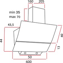 Alveus Mod Crk Siyah Duvar Tipi Davlumbaz 60 cm Alüminyum Filtre ile Şık Tasarım