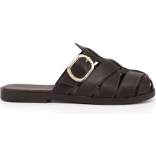 Gönderi(r) Kadın Kahverengi  Bantlı Burnu Kapalı Terlik