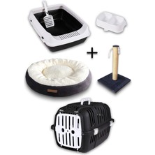 Özgürce Kedi Başlangıç Seti: Tuvalet, Taşıma Sepeti, Tırmalama Simit, Yatak, Mama Kabı