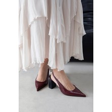 Straswans Vera Kadın Kırışık Deri Topuklu Ayakkabı Bordo